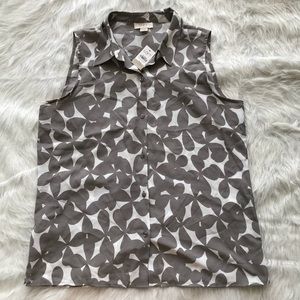 Gray & White Loft Sleeveless with Buttons [NWT]